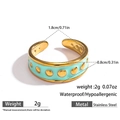 Vue détaillée de la bague en acier inoxydable en C avec placage or 18 carats et émail - Bleu Ciel (DKR251044GL-TBU)