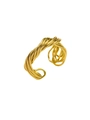 Detailaufnahme goldener Armreif mit mehrlagigen Linien und verstellbarer offener Manschette - Mehrsträngiger Verdrehter Drahtstil (BTR090GL)