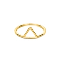 Vista dettagliata di un anello in acciaio inossidabile dorato con intaglio a V minimalista - US5 / Stile Triangolo Traforato (YD15491) / Oro
