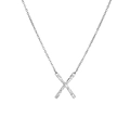 Silver stainless steel necklace featuring a textured letter X pendant on an O-chain - Silver