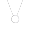 Minimalist silver stainless steel necklace featuring a handcrafted hammered circle pendant - Steel