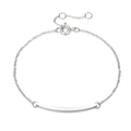 Sleek silver stainless steel geometric link chain bracelet with a smooth curved bar charm - Steel
