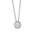Nahaufnahme des minimalistischen Zirkonia-Anhängers an einer Edelstahlkette - Edelstahl/8mm/38+5cm / April Weiß - Silber