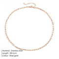 Detail of rose gold stainless steel paperclip chain necklace with 38+5cm size text - Rose Gold 38+5cm