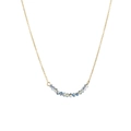 Mehrlagige goldene Edelstahl-Halskette mit kreisförmigem, blau schimmerndem Perlenanhänger - Blaugrauer Kristall