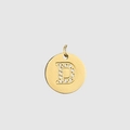 Polished 14K gold-plated 316L steel round pendant with sparkling inlaid letter D charm - Letter D