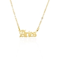 Golden 316L stainless steel necklace with Gothic Aries zodiac pendant on a fine O-chain - Aries - Gold