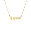 Golden 316L stainless steel Taurus zodiac necklace with gothic letter pendant - Taurus - Gold