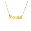 Golden Gemini zodiac necklace in Gothic font with 316L stainless steel O-chain - Gemini - Gold