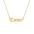 Golden 316L stainless steel Cancer zodiac necklace in vintage Gothic style font - Cancer - Gold