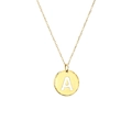 18K gold-plated stainless steel necklace with a hammered round letter A pendant - Letter A / Gold