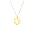 Golden 316L stainless steel necklace with hammered letter B pendant charm - Letter B / Gold