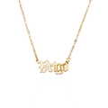 Golden 316L stainless steel Virgo necklace featuring a vintage gothic font pendant - Virgo - Gold