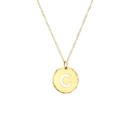 Minimalist 18K gold plated titanium steel necklace with hollow letter C disk pendant - Letter C / Gold