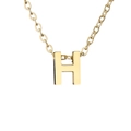 Polished golden stainless steel necklace featuring a minimalist uppercase letter H pendant - Letter H Style / Gold