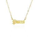 Golden 316L stainless steel Pisces constellation necklace with Old English lettering - Pisces - Gold