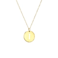 Golden 316L titanium steel necklace with a round pendant featuring a hollow letter I - Letter I / Gold