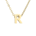 Minimalist gold-plated stainless steel necklace with polished letter R pendant - Letter R Style / Gold