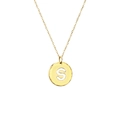 Golden 316L stainless steel necklace featuring a hollow letter S round pendant - Letter S / Gold
