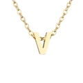 Collana minimalista in acciaio inossidabile dorato con ciondolo a lettera V su catena a O - Lettera V / Colore acciaio