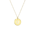 18K gold plated titanium steel necklace with a round U-letter pendant and O-chain - Letter U / Gold