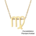 Detailaufnahme des goldenen Jungfrau-Anhängers mit poliertem Finish an einer feinen Kette - Jungfrau / Gold