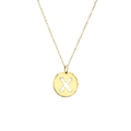 Golden 316L titanium steel necklace with a hollow letter X round coin pendant - Letter X / Gold