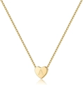 Minimalist 14K gold plated heart pendant necklace featuring engraved letter A - Gold-A