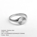 Polished silver stainless steel heart ring with sunburst pattern in 9mm width - US 5 / Steel