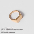 Polished gold stainless steel signet ring with square face and custom engraving - US 5 / Gold
