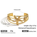 Detailansicht mit Maßen des goldenen Edelstahl-Armreifs mit Seestern und Muschelelementen - Seestern Muschel Stil (DKB253035GL) / Gold