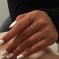 Set di anelli sottili in oro minimalista con texture lisce intrecciate e martellate - Aperto Regolabile / Set da 3 Pezzi Oro (Tondo/Intrecciato/Sfaccettato) (ZHJZ305GL)