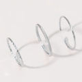 Set di tre bracciali aperti in argento con finiture martellate, a corda e lucide - Aperto Regolabile / Set da 3 Pezzi Argento (Martellato/Intrecciato/Lucidato) (ZHJZ305S)