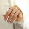 Minimalist 18K rose gold plated titanium steel thin ring set for women in silver finish - US 5 / Steel