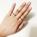 Set of minimalist 18K rose gold plated black titanium steel thin stackable rings - Size 5 / Square / 2mm (1 Piece) / Black