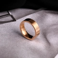 Rose gold titanium steel ring with brushed texture and flat surface for couples - US 5 / Rose Gold