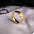 Polished 6mm gold titanium steel flat band ring with smooth minimalist finish - US 5 / Gold