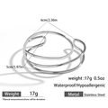 Mehrlagiges silbernes Edelstahl-Armband mit 6cm Durchmesser und 5cm Breite im Detail - Minimalistischer mehrlagiger Kreuzlinien-Stil (DKB253004S)