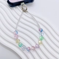 Handgefertigte herzförmige bunte Perlen-Handykette mit Macaron-Farben an der Hülle - Macaron-Farbe Herz Stil (YS-A250103B)
