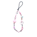 Pink beaded phone charm with mushroom pendant and heart beads for women - Pink Heart Mushroom Style (SZ-A260001B)