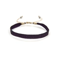 Détail du bracelet ethnique tissé à la main violet foncé et noir avec perles argentées - Fil Pailleté Violet Foncé Noir (KZ-0051)