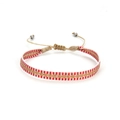 Bracelet tissé bohème fait main à rayures rouges et blanches avec détails dorés - Rayures Rouges et Blanches Avec Fil d'Or (KZ-0065)