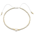 Bracelet fait main en perles Miyuki avec perle naturelle et cordon blanc réglable - Style Perle Blanc Cassé (BR0236)