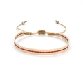Bracelet ethnique fait main avec motif géométrique rouge et blanc et cordon ajustable - Contraste Beige et Rouge (KZ-0066)