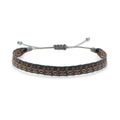 Handmade bohemian woven rope bracelet featuring ethnic geometric patterns with slide knot - Brown Beige White Geometric (KZ-0012E)