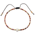 Détail du bracelet fait main en perles Miyuki avec perle centrale et cordon réglable - Style Couleurs Mixtes Ethniques et Perle (BR0233)