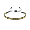 Detail of bohemian hand-woven bracelet with yellow, green and red geometric patterns - Black Yellow Green Red Geometric (KZ-0004A)