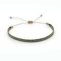 Detail of handmade woven bracelet with olive green and purple geometric diamond patterns - Dark Olive Green Purple Geometric (KZ-0014C)