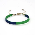 Etnische geweven vriendschapsarmband met blauwgroene patronen en verstelbaar koordje - Etnische Stijl met Gesplitst Lint (KZ-0052) / Blauw/Groen