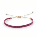Detail of bohemian hand-woven bracelet with red and purple ethnic geometric patterns - Red Purple Black Ethnic Texture (KZ-0014D)